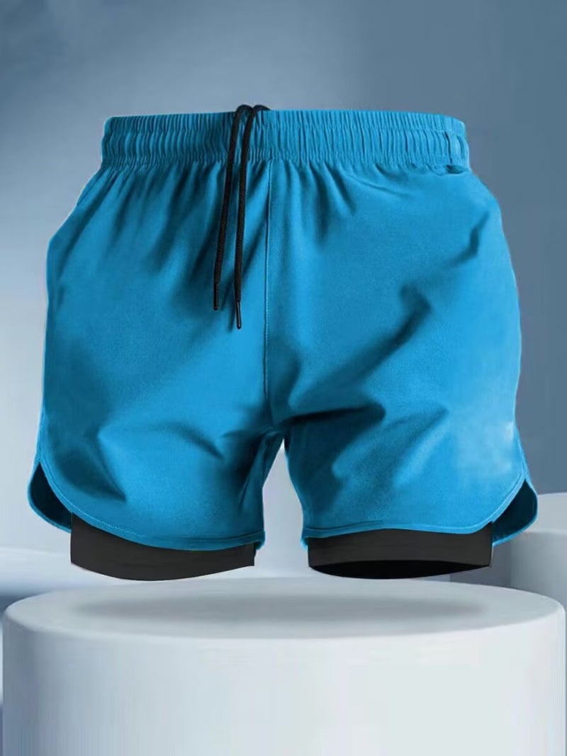 American Basketball Training Shorts Track And Field Running Marathon Quick-Drying Pants Sports Vacation Two-Piece Lined Swimming Trunks For Men - Image 4