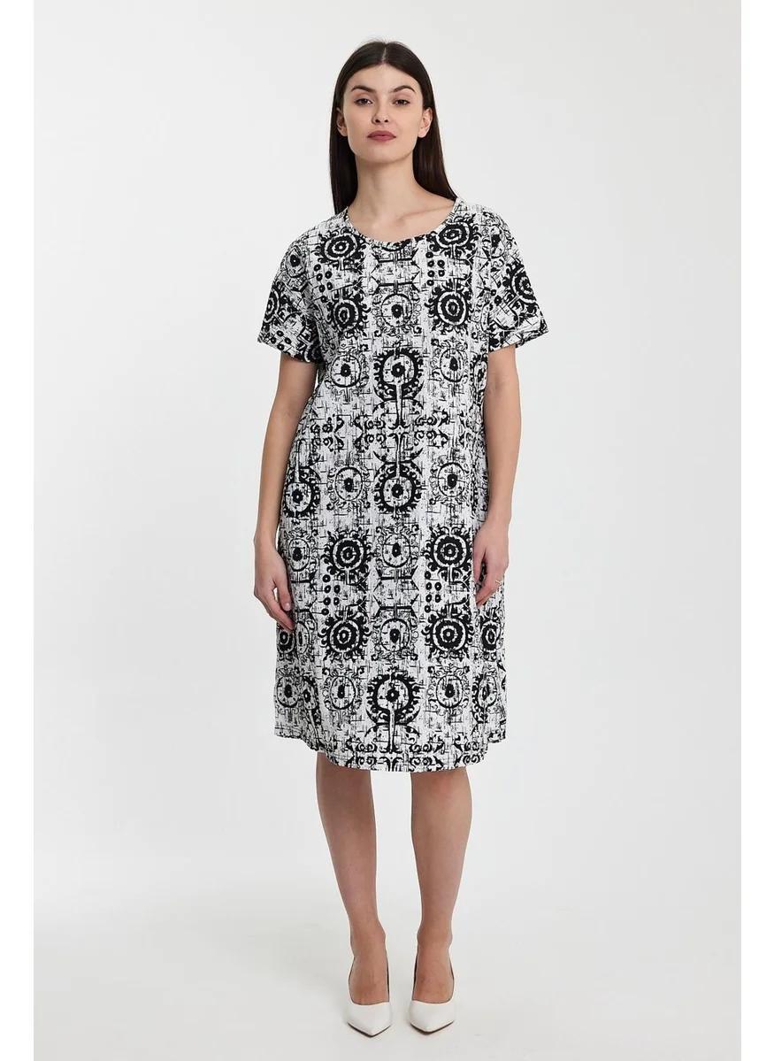 Alexander Gardi Side Pocket Crew Neck Patterned DRESS(B24-45702)