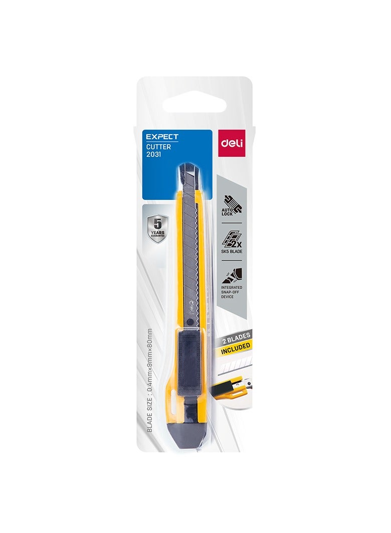 Deli E2031 Cutter - 13 Snap-Off SK5 Steel cutters, Pen Clip Design, Yellow Color. - Image 2