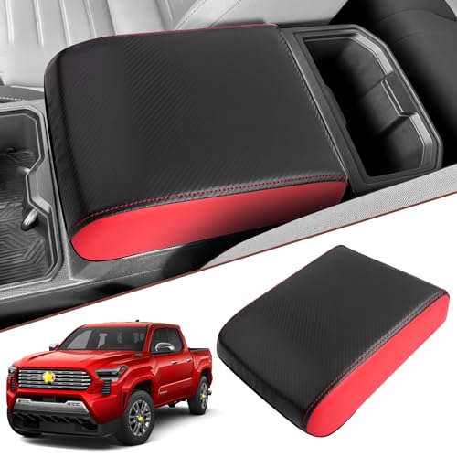 SKTU for 2024 2025 2026 Toyota Tacoma Center Console Cover 2024 2025 2026 Tacoma Armrest Cover 2024 2025 2026 Tacoma Center Console Pad Toyota Tacoma 2024 2025 2026 Accessories Console Cushion Red - Image 1