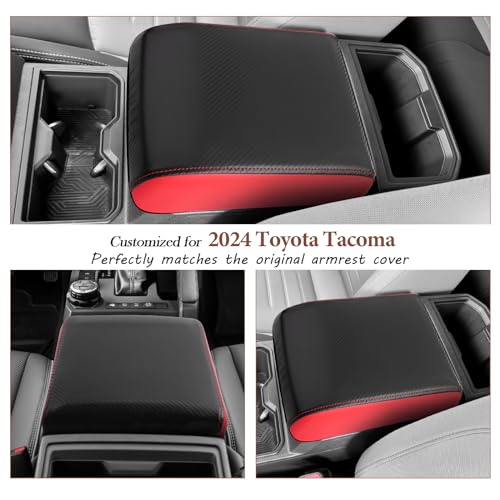 SKTU for 2024 2025 2026 Toyota Tacoma Center Console Cover 2024 2025 2026 Tacoma Armrest Cover 2024 2025 2026 Tacoma Center Console Pad Toyota Tacoma 2024 2025 2026 Accessories Console Cushion Red - Image 3
