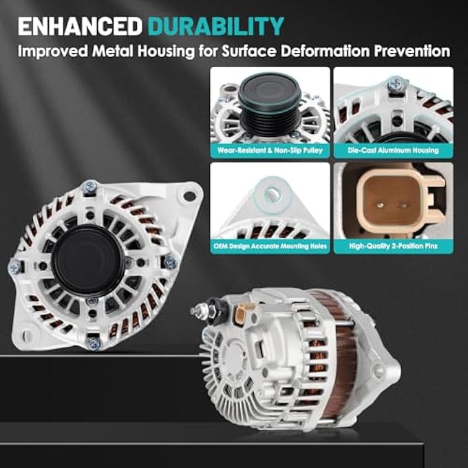 Farrme 11440 Car Alternator 12V 160 Amp, 6-Groove Pulley Fit for Dodge Journey 2009-2020 L4 2.4L Automotive Replacement Alternators A2TX0281, 4801490AA, 11440N, 4801490AD - Image 4