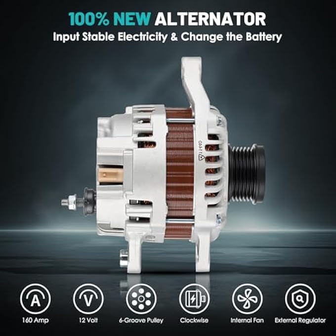 Farrme 11440 Car Alternator 12V 160 Amp, 6-Groove Pulley Fit for Dodge Journey 2009-2020 L4 2.4L Automotive Replacement Alternators A2TX0281, 4801490AA, 11440N, 4801490AD - Image 3