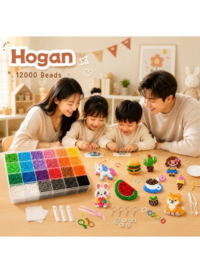 Hogan Deluxe Fuse Beads Kit for Kids - 12000 Beads, 24 Colors, 5mm Craft Kit with Storage Box, Pegboards & Accessories, Arts & Crafts Set for Girls & Boys, DIY Creative Birthday Gifts - Image 4