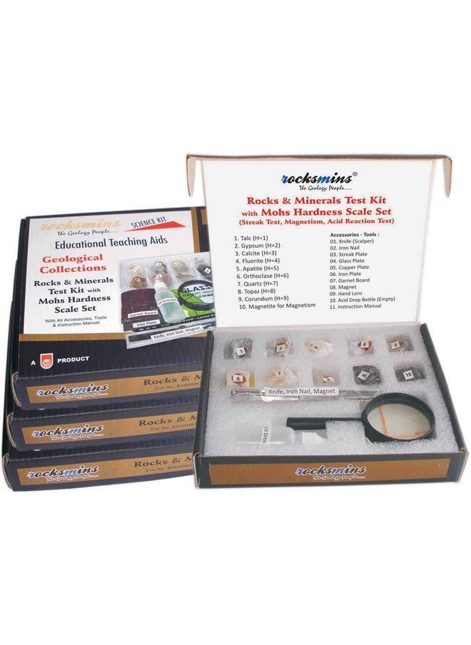 Rocksmins - rocksmins Kid Rocks And Minerals Test Kit With Mohs Hardness Scale Set- Multi Color - Image 1