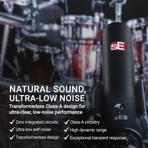 SE ELECTRONICS sE8 XLR Small Diaphragm Condenser Microphones - Matched Pair with Mounting Bar & Case - Handcrafted Professional Instrument Microphone for Drums & Guitar in Studio or on Stage - Image 5