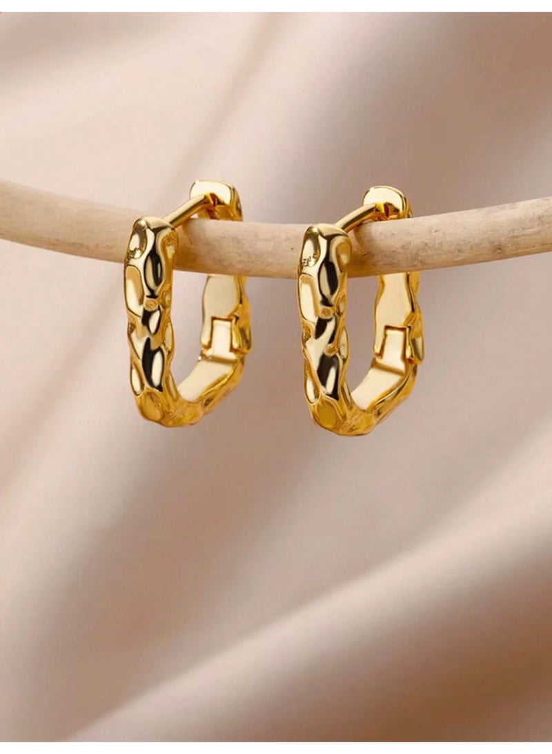 Dangle Charms Elegant & High Quality Stainless Steel Gold Plated Earrings For Women - Image 1