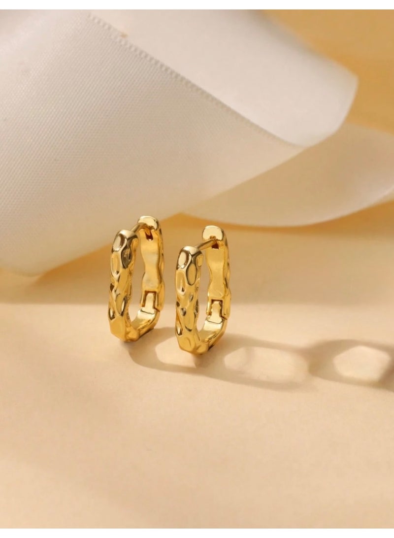 Dangle Charms Elegant & High Quality Stainless Steel Gold Plated Earrings For Women - Image 4