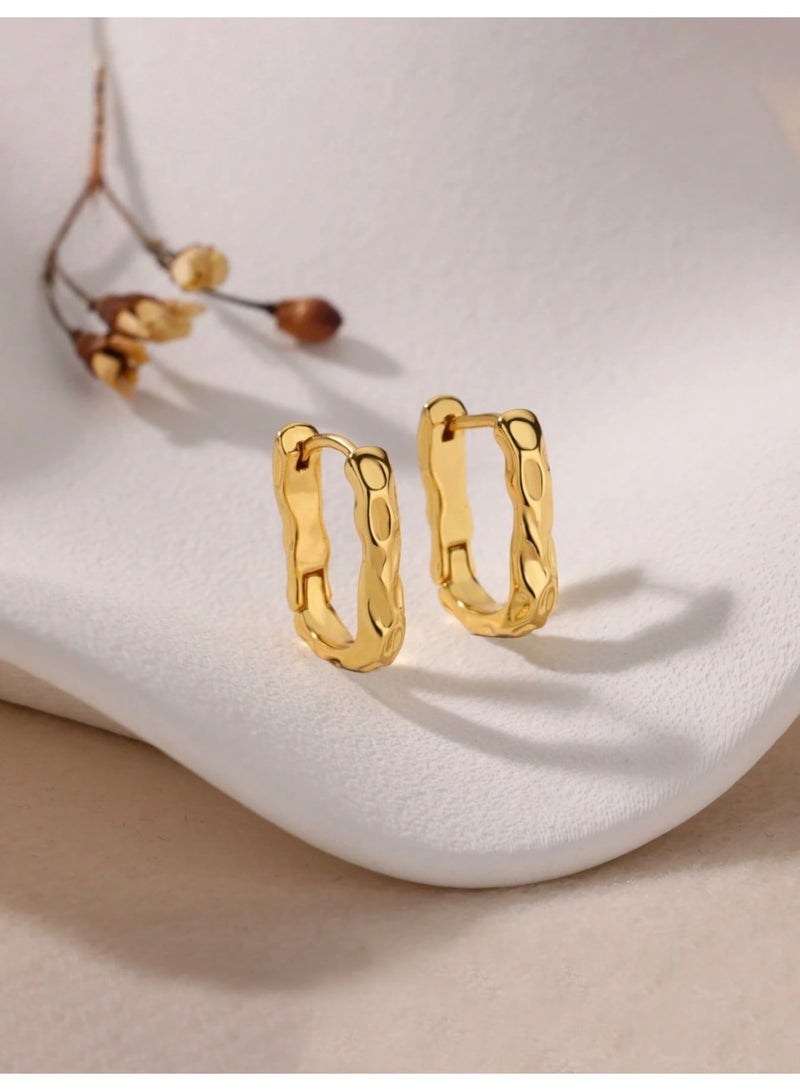 Dangle Charms Elegant & High Quality Stainless Steel Gold Plated Earrings For Women - Image 3