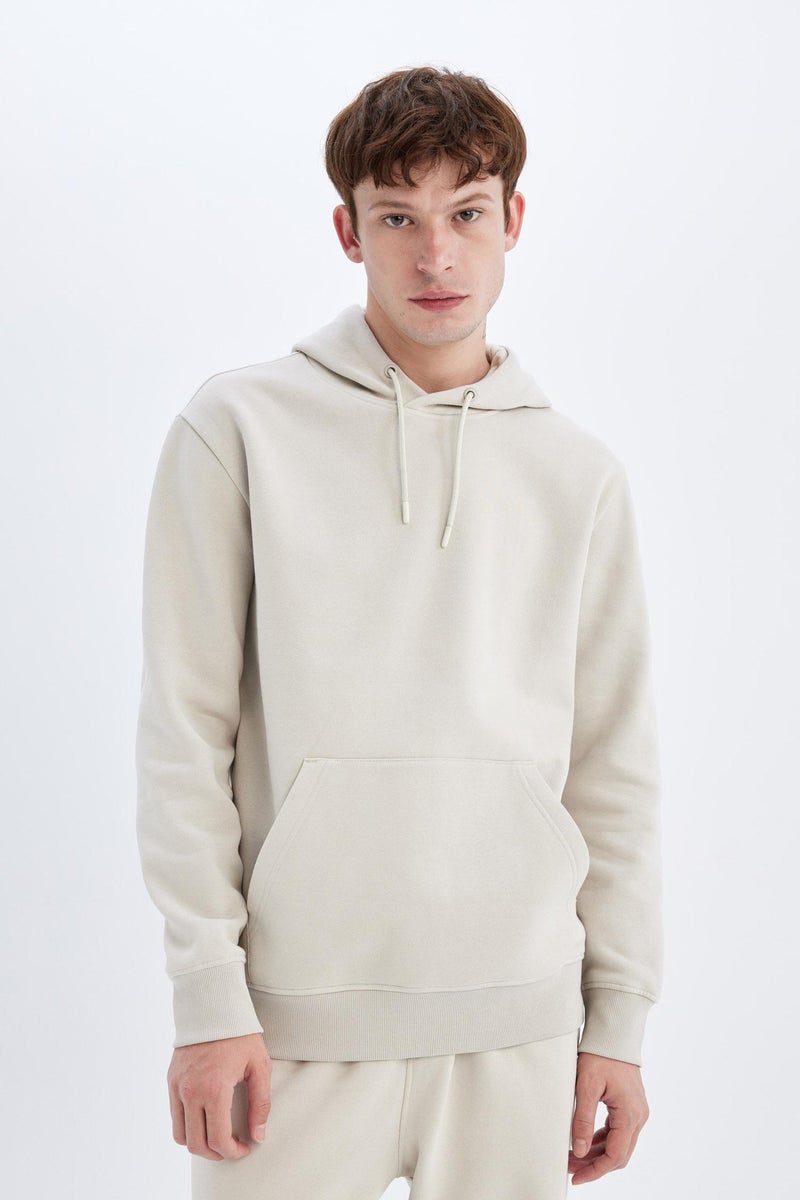 DeFacto Man Regular Fit Hooded Soft Furry Basic Sweatshirt - Image 4