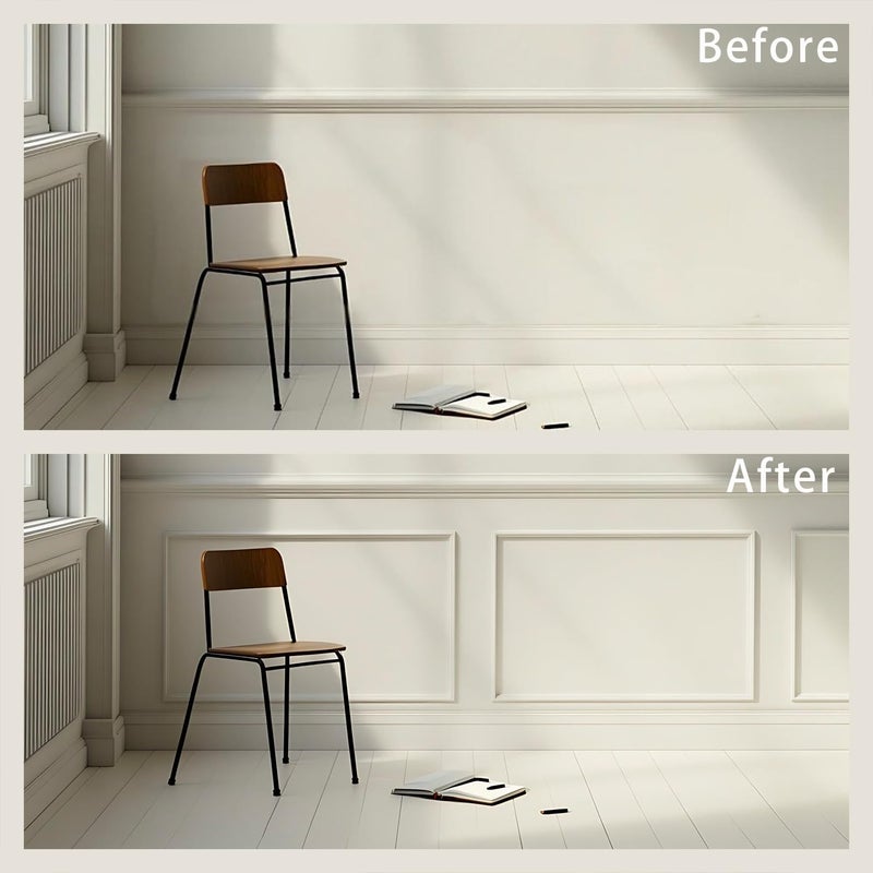 TRAIN2 ART 3 Set Peel and Stick Wall Molding Kit,24" x 32" Premade Self Adhesive Wainscoting Panels,Ready to Assemble Accent Molding Trim for Interior Wall Moulding Decor - Image 3