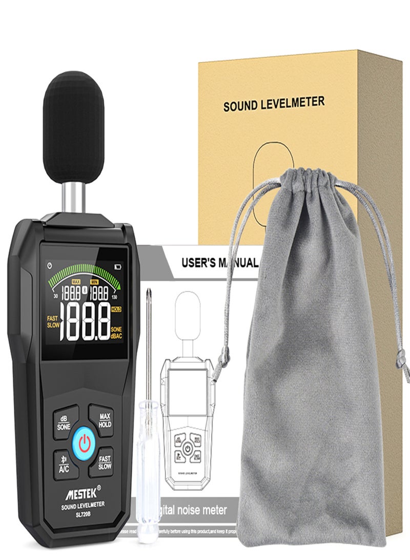 MESTEK 30-130dB Noise Meter Display Color Backlit Display Fast Slow Sampling Rate Capacitive Microphone Sound Level Monitor - Image 1