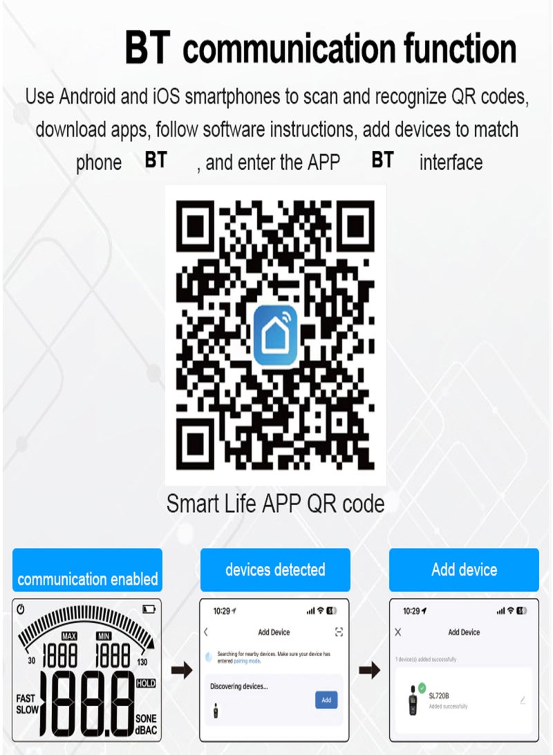 MESTEK 30-130dB Noise Meter Display Color Backlit Display Fast Slow Sampling Rate Capacitive Microphone Sound Level Monitor - Image 5