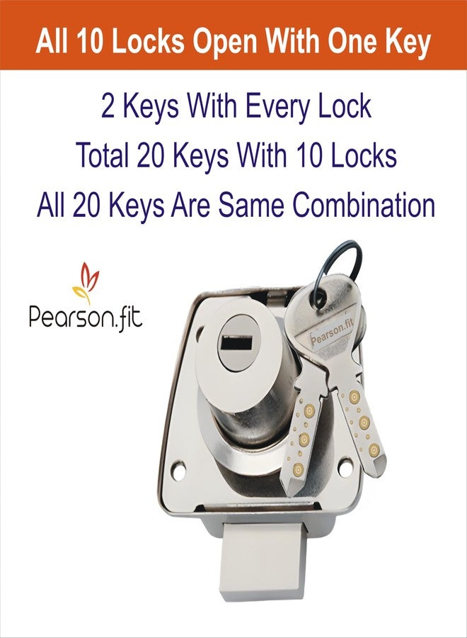 Pearson.fit® Common Key10 Locks & 20 Same Keys | Brass Key | Stainless Steel Cap | Furniture Lock | Cabinets | Suitable for 3/4 Board or Ply & Panel Upto 22mm or Thickness (10 Lock 20 SameKeys) - Image 3