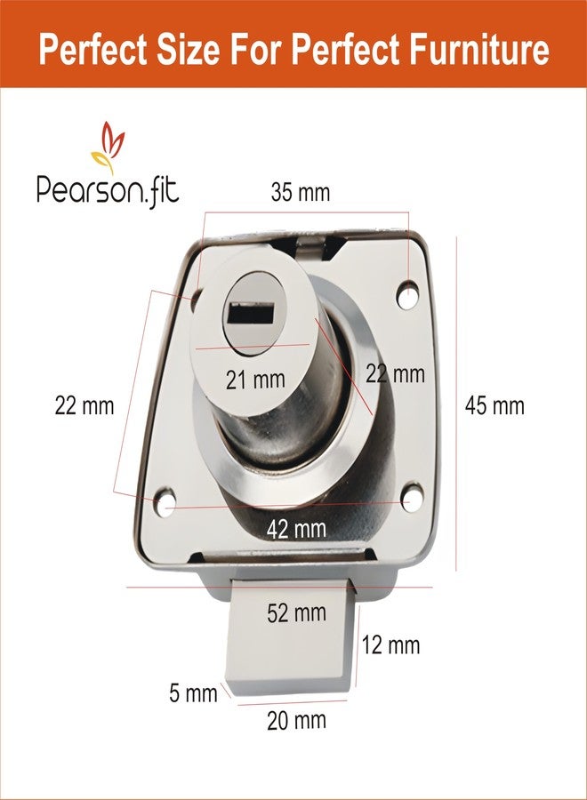 Pearson.fit® Common Key10 Locks & 20 Same Keys | Brass Key | Stainless Steel Cap | Furniture Lock | Cabinets | Suitable for 3/4 Board or Ply & Panel Upto 22mm or Thickness (10 Lock 20 SameKeys) - Image 4