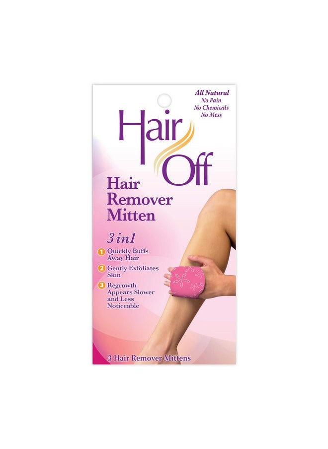 Hair off - Air Off Hair Remover Mitten Allnatural Painless & Chemical Free Full Body Hair Removal Slows & Lessens Regrowth Exfoliates Skin (3 Mittens Per Box) - Image 1
