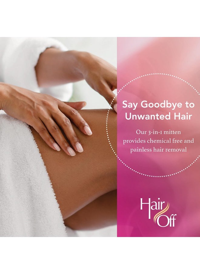 Hair off - Air Off Hair Remover Mitten Allnatural Painless & Chemical Free Full Body Hair Removal Slows & Lessens Regrowth Exfoliates Skin (3 Mittens Per Box) - Image 1