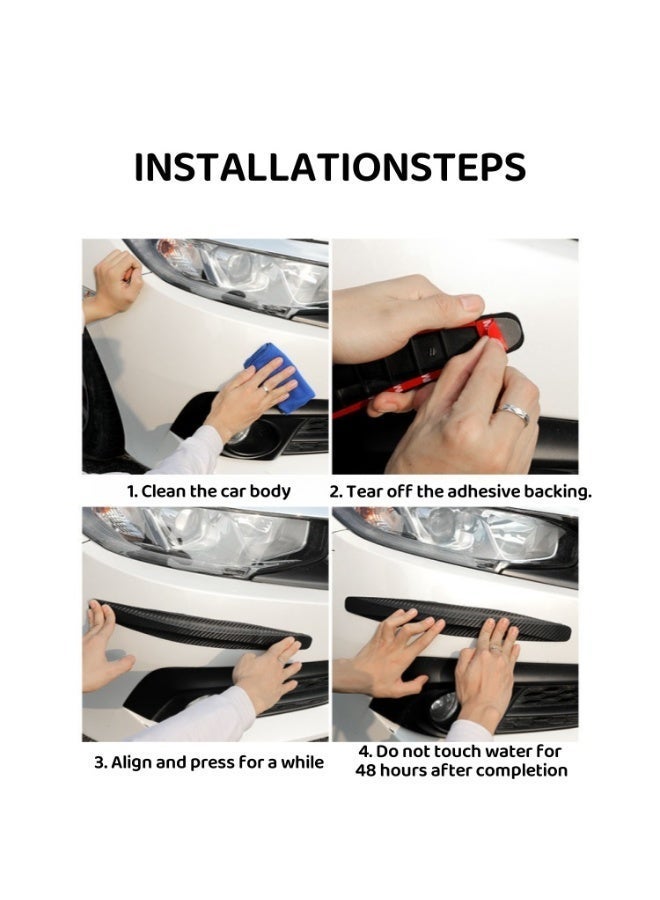 Car Front and Rear Bumper Anti-Collision Strips, Carbon Fiber Patterned Protective Strips, Scratch Resistant Rubber Body Stickers 4pcs - Image 3