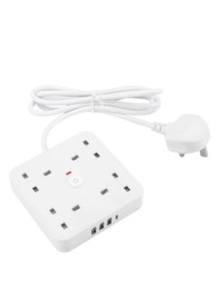 Tafan TAFAN™ Extension Lead with USB C Port, 4 Way Outlets Power Strip with 4 USB Ports (3.4A, 1 Type C and 3 USB-A Ports) Multi Plug Charging with 3M Extension cord for Home Office- White.  - Image 1