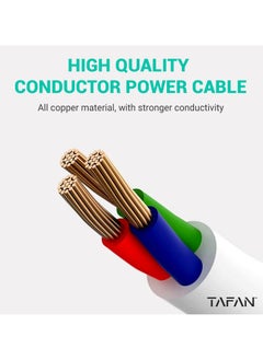 Tafan TAFAN™ Extension Lead with USB C Port, 4 Way Outlets Power Strip with 4 USB Ports (3.4A, 1 Type C and 3 USB-A Ports) Multi Plug Charging with 3M Extension cord for Home Office- White.  - Image 5