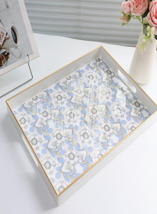 Leemxiiny Rectangle Serving Tray with Handles, Coffee Table Tray for Ottoman, Organizer Vanity Tray for Living Room, Outdoor Tray for Patio Entertaining, Serving reakfast Kitchen Platter BLH - Image 2