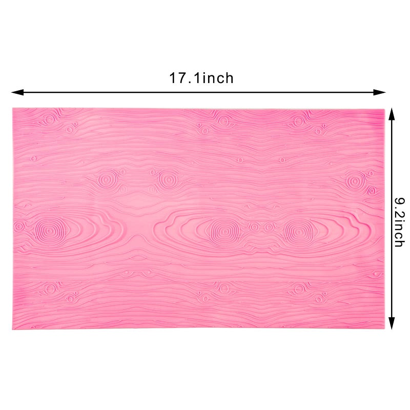 Beasea Silicone Lace Mold for Cakes Decorating, Woodgrain Fondant Impression Mat Silicone Lace Mold, Fondant Texture for Sugar Wood Texture Sheet Embossed Craft Tools (17 x 9 inches, Pink) - Image 2
