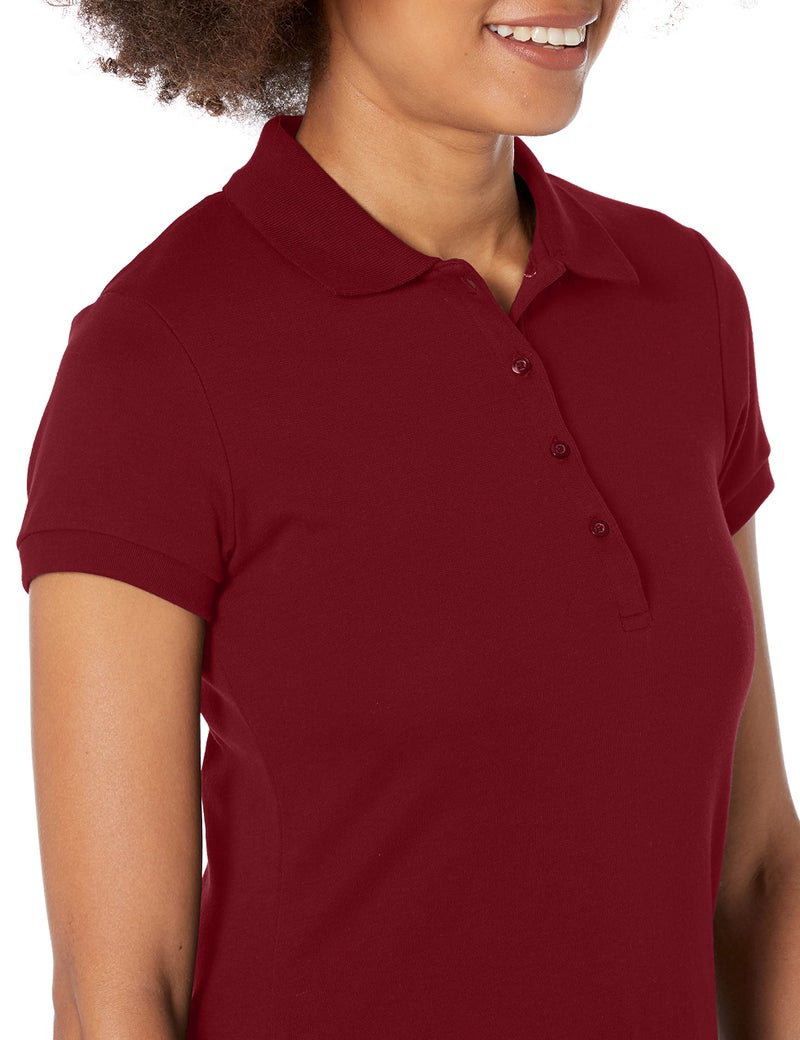 IZOD womens Short Sleeve Interlock School Uniform Polo Shirt, Burgundy, Medium US - Image 3