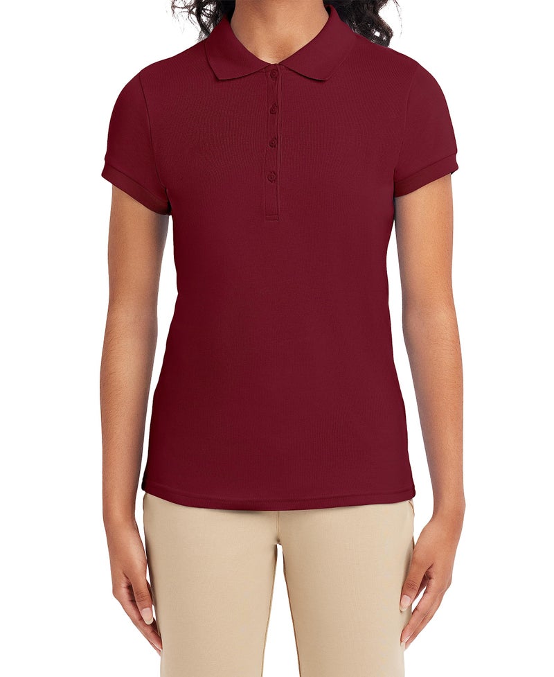 IZOD womens Short Sleeve Interlock School Uniform Polo Shirt, Burgundy, Medium US - Image 5