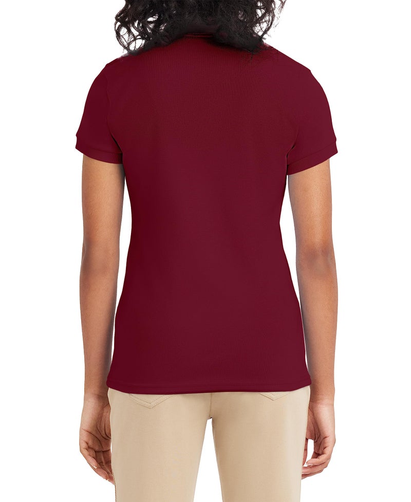 IZOD womens Short Sleeve Interlock School Uniform Polo Shirt, Burgundy, Medium US - Image 4