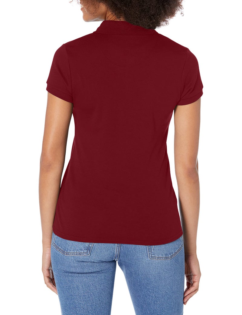IZOD womens Short Sleeve Interlock School Uniform Polo Shirt, Burgundy, Medium US - Image 2