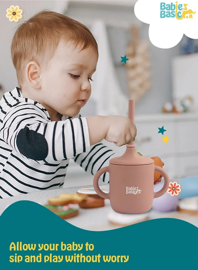 Babies Basic Stage 2 Silicone Sippy / Trainer Cup With Handles For Kids - Pink