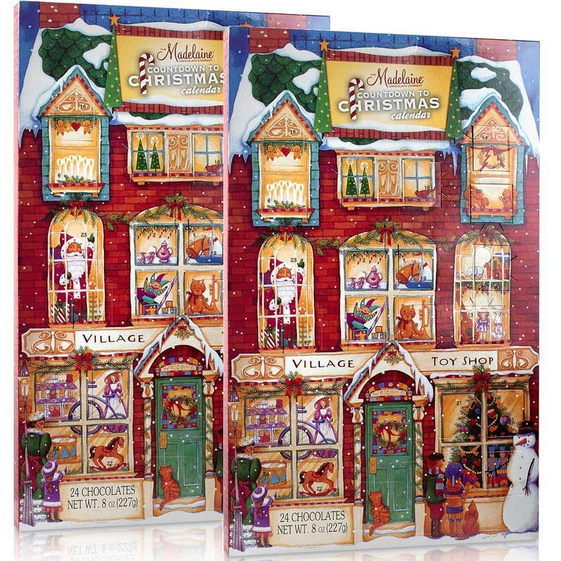 Madelaine 2025 Christmas Advent Calendar - Chocolate & Candy Christmas Countdown for Kids, Women, Men, Teen Girls & Boys - Holiday Treats Advent Calendars - Village Toy Shop - 2 Pack of 8 Oz - Image 1