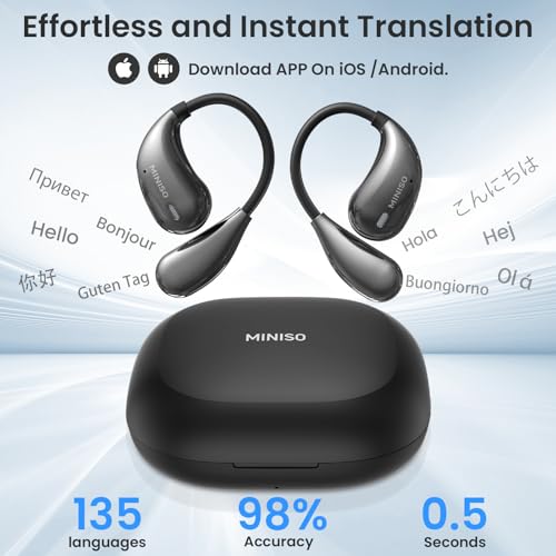 MINISO X33 AI Translation Earbuds Real Time OWS Wireless Bluetooth Earphones 135 Language Translator Earbuds Open Ear translating Headphones fit iOS & Android for Travel Business Learning - Image 2