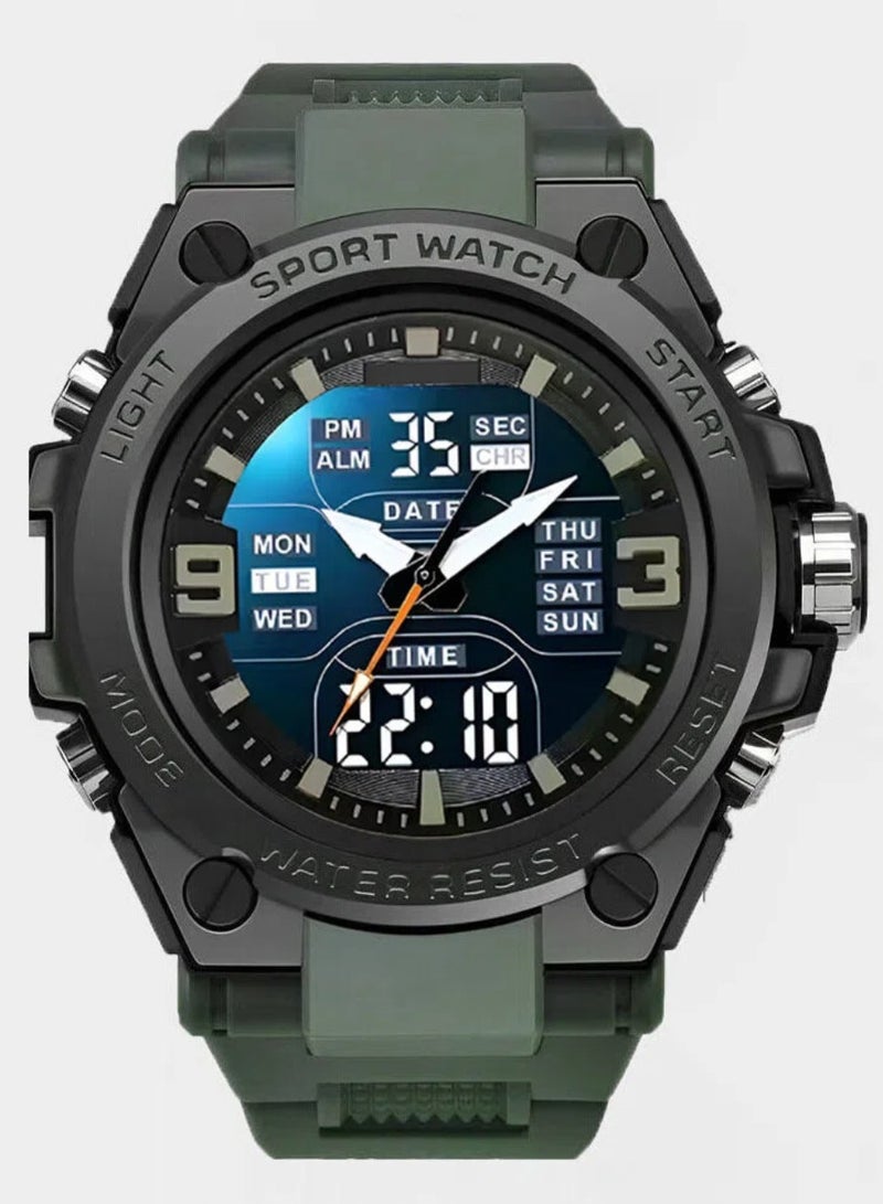 ساندا ساعات كوارتز رياضية للرجال بشاشتين LED إلكترونية رقمية وساعة عسكرية مقاومة للماء مقاس 52 مم - Image 1