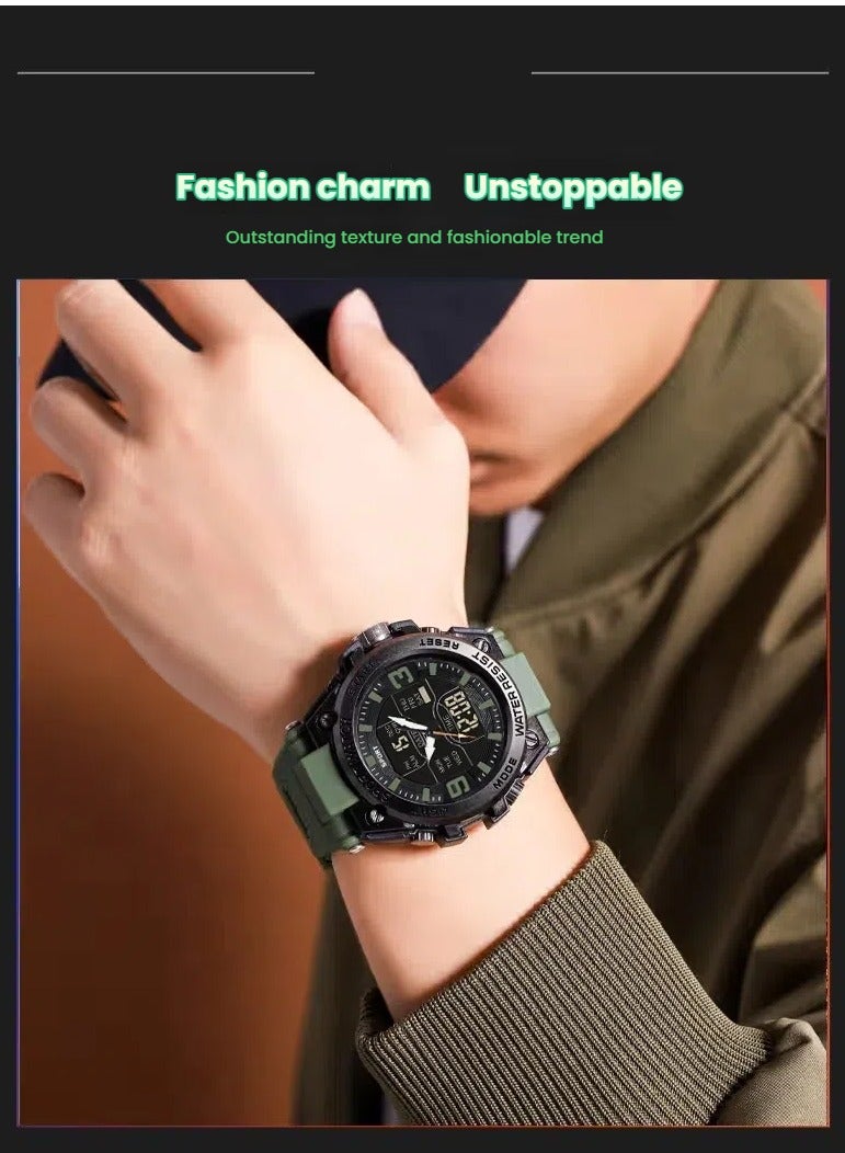 ساندا ساعات كوارتز رياضية للرجال بشاشتين LED إلكترونية رقمية وساعة عسكرية مقاومة للماء مقاس 52 مم - Image 4