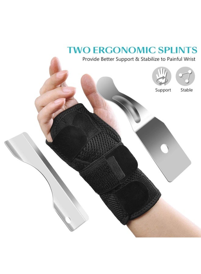 FDTY دعامة المعصم للنفق الرسغي، دعامة معصم قابلة للتعديل مع جبائر لليد اليمنى، دعامة يدوية قابلة للإزالة وجبيرة معدنية للمساعدة على النوم ليلاً وتخفيف آلام المعصم - Image 2