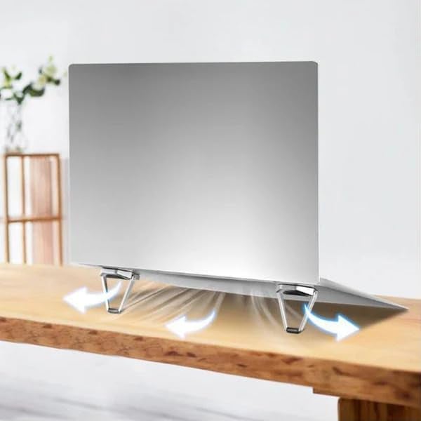 CERLINK Portable Invisible Laptop Riser Stand | Mini Aluminum Cooling Pad, Lightweight Laptop Desk Stand for MacBook, Lenovo, Dell, HP & Other Laptops (Silver) - Image 4