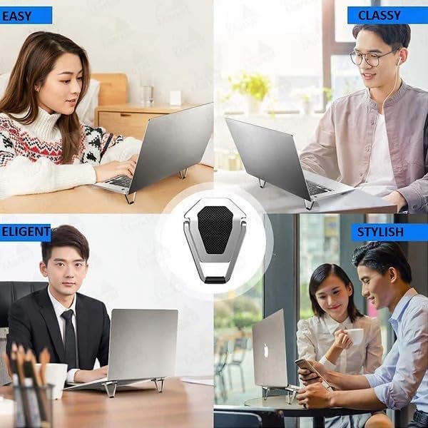 CERLINK Portable Invisible Laptop Riser Stand | Mini Aluminum Cooling Pad, Lightweight Laptop Desk Stand for MacBook, Lenovo, Dell, HP & Other Laptops (Silver) - Image 3