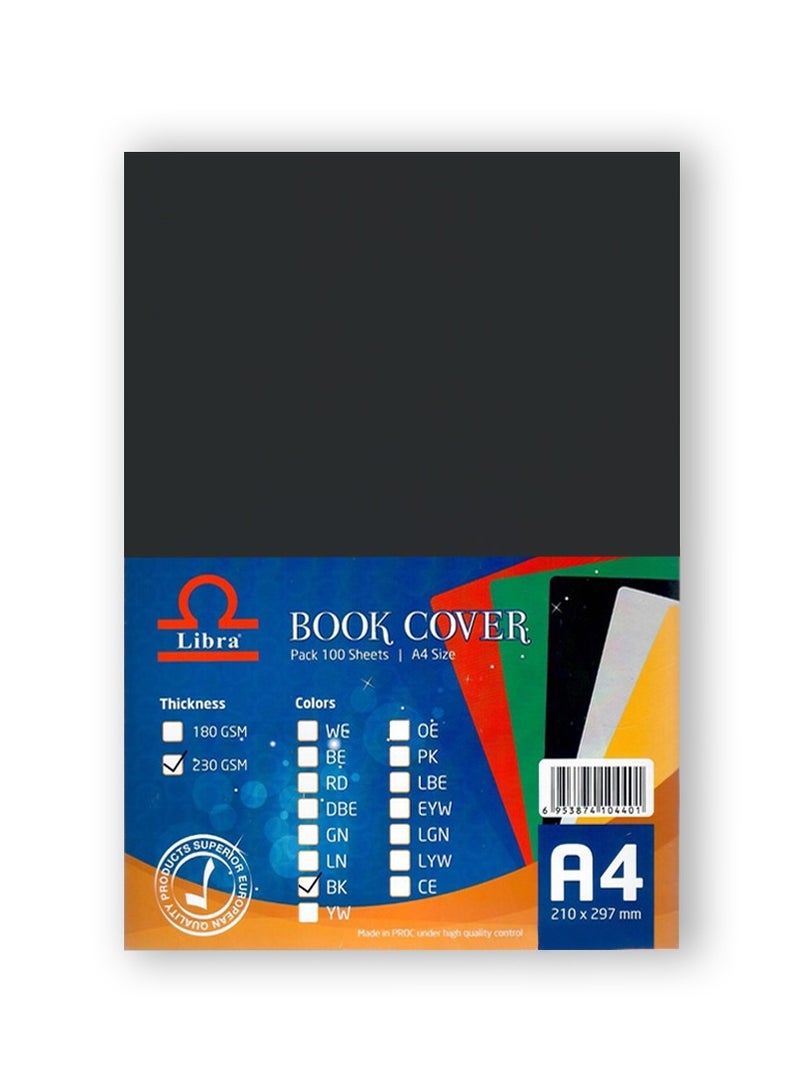 Libra Book cover Embossed Leather Board A4 230gsm Black 100 Sheets - Image 1