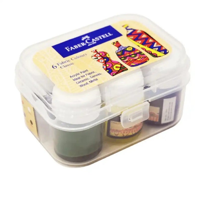 Faber Castell Highly Pigmented Fabric Acrylic Colors- 6 Color Shades