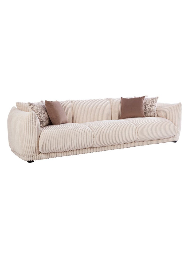 DANUBE HOME York 3 Seater Fabric Sofa 3 Seater Sofa | Modern Design Three Seat Sofas | Comfortable Living Room Furniture L279.5xW96xH75cm - Beige  - Image 2