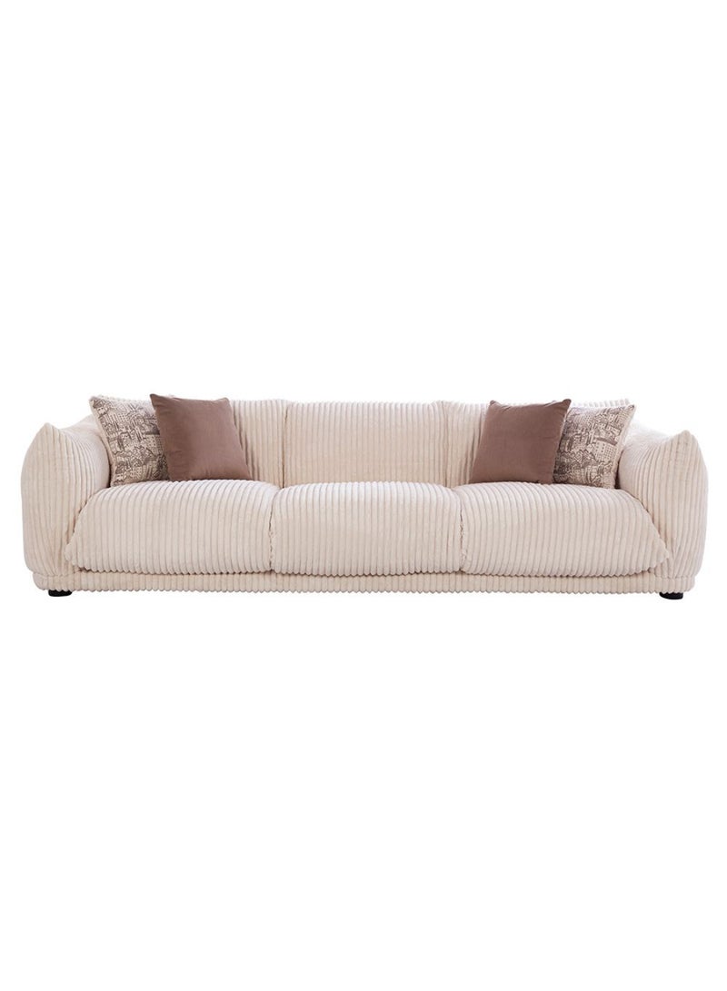 DANUBE HOME York 3 Seater Fabric Sofa 3 Seater Sofa | Modern Design Three Seat Sofas | Comfortable Living Room Furniture L279.5xW96xH75cm - Beige  - Image 1