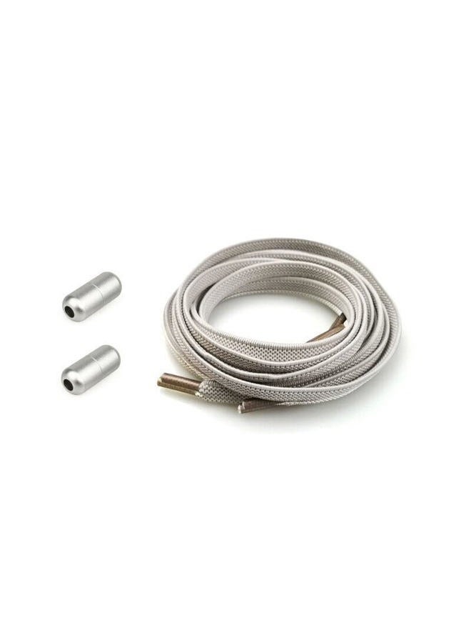 Boolavard Elastic No Tie Shoe Laces For Adults,Kids,Elderly,System With Elastic Shoe Laces (2 Pairs) (Grey) - Image 1