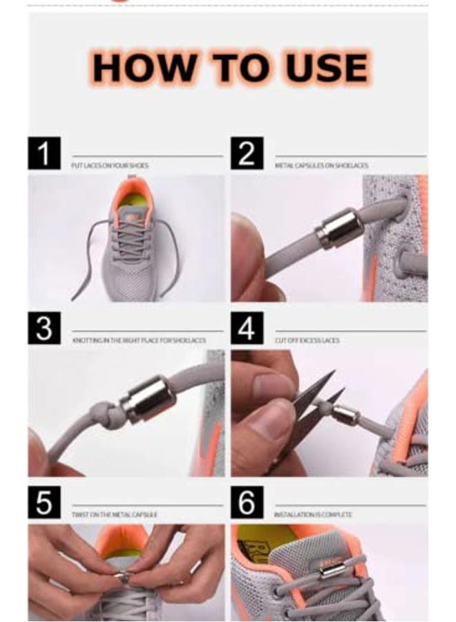 Boolavard Elastic No Tie Shoe Laces For Adults,Kids,Elderly,System With Elastic Shoe Laces (2 Pairs) (Grey) - Image 4