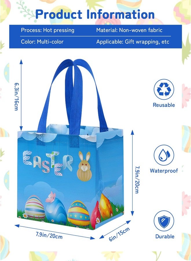 DECEED 16Pcs Easter Hunt Bags Easter Bag with Handle Bunny Egg Tote Bags for Gifts Wrapping Egg Hunt Game Party Supplies - Image 3