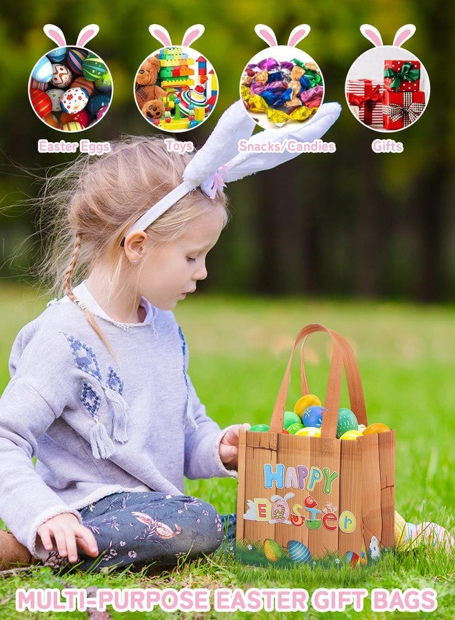 DECEED 16Pcs Easter Hunt Bags Easter Bag with Handle Bunny Egg Tote Bags for Gifts Wrapping Egg Hunt Game Party Supplies - Image 4