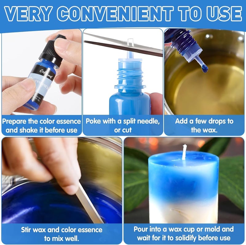 LEROKAS Candle Wax Color Set, 30 Colors Candle Color for Candle Making, Candle Wax High Concentrated Liquid Candle Colors for Beeswax, Gel Wax, Soy Wax, Paraffin Wax - 10ml Each - Image 4