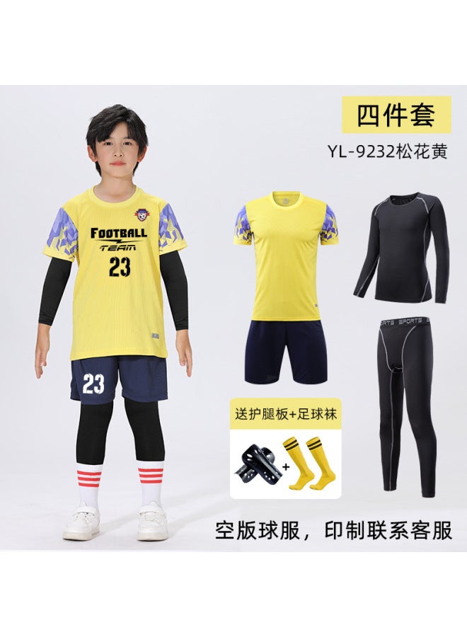 Children's Football Uniform Suit Boys' Printed Training Uniform Girls' Competition Jersey Primary School Student Class Uniform Short Sleeve Football Uniform