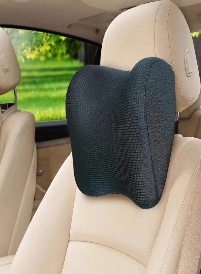SPRFUFLY Super Fit Car Headrest Pillow, Car Pillow for Driving with Adjustable Strap, 100% Memory Foam Neck Pillow, Breathable Removable Cover & Ergonomic Design - Softness Travel Car Neck Pillow(Black, 1Pc) - Image 1