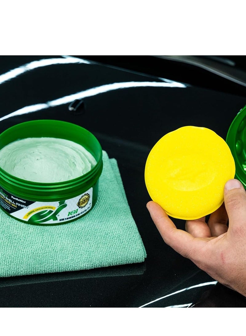 TurtleWax Carnauba Car Wax Paste 397g Hard Shell Finish Soft Paste Wax for Car Polish Scratch Removal Shine Protection Water Repellent Gloss Enhancer Paint Sealant Applicator Sponge Microfiber Cloth Included for All Vehicle Paint Care Long Lasting Shield - Image 5